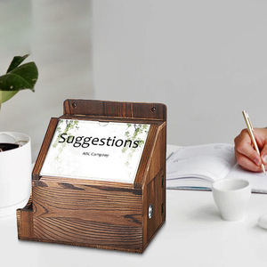 Solid Wood Suggestion Box 24x17x23.4cm Rectangle Multifunction Storage Box For Office Business <b>Gift</b> Wall Mounted - Product Image 1