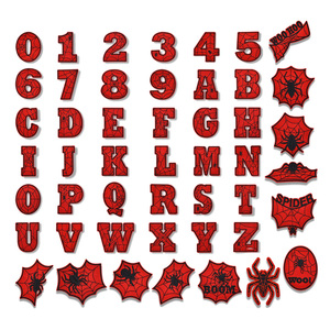 New Red Màu Spider Web A Để Z Tiếng Anh Bảng Chữ Cái Chữ 0 Để 9 Số Thiết Kế Sắt Trên Thêu Các Bản Vá Lỗi Cho Trẻ Em Quần Áo - Product Image 1