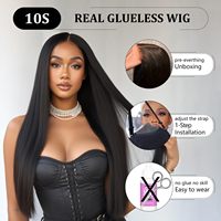 Peluca de Cabello Humano Remy Brasileño 15A al por Mayor, Peluca Larga y Lisa con Frente de Encaje, Sin Pegamento, Lista para Usar para Mujeres Negras
