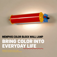 Applique murale LED postmoderne Memphis avec abat-jour en métal, cadre en fer, 3 CCT, variateur 3 niveaux, câblage fixe, pour chambre à coucher, bureau, chambre d'enfant