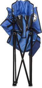 Chaise de camping pliante surdimensionnée en métal, moderne, portable, robuste, avec porte-gobelet, poche de rangement et sac isotherme pour pique-nique et voyage - Product Image 5