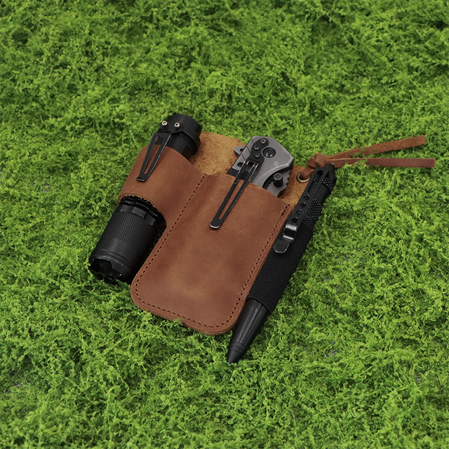 Leather Multitool Holster Outdoor EDC Belt Organizer EDC Pocket Organizer for Flashlight