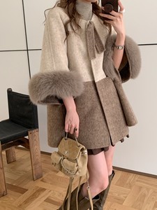 <span class=keywords><strong>Manteau</strong></span> en fourrure de renard mi-longue, couleur assortie, double face, en <span class=keywords><strong>laine</strong></span>, pour femmes - Product Image 3