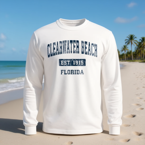 Camiseta de manga larga Clearwater Beach Florida Est 1915 Vintage Sports Navy - Product Image 3