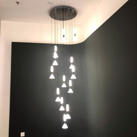 Villa Salon Lustre Personnalisé Lumière Duplex Rotatif Acrylique Led Or Dimmable Intérieur Lumière Maison Escaliers Chambre Hôtel
