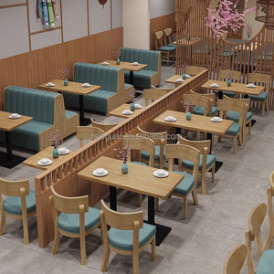 Banquette en bois rembourrée en cuir matelassé résistant à l'humidité, table à dîner en bois, cloison de séparation, mobilier pour <span class=keywords><strong>restaurant</strong></span> de thé - Product Image 2