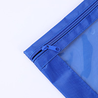 Logo personnalisé Trousse à crayons en PVC à trois trous Sac à documents transparent Sac de rangement en tissu Oxford B5 Feuilles mobiles de grande capacité