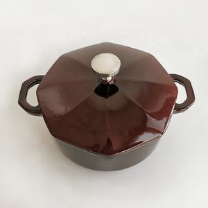 Mini cocotte <span class=keywords><strong>en</strong></span> <span class=keywords><strong>fonte</strong></span> émaillée de forme octogonale de 8 onces avec couvercle - Product Image 2