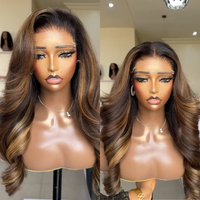 Perruques en cheveux humains HD 13x4 bruns, Perruques Lace Frontal en cheveux bruts, Perruques en cheveux humains couleur marron méché blond