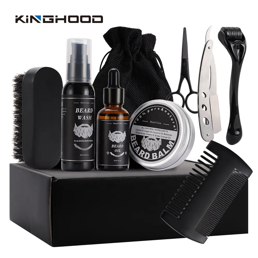 Private Label Scheerapparaat Veiligheid Scheermes Baard Olie En Baard Roller Grooming Kit Baard Zorg Voor Mannen