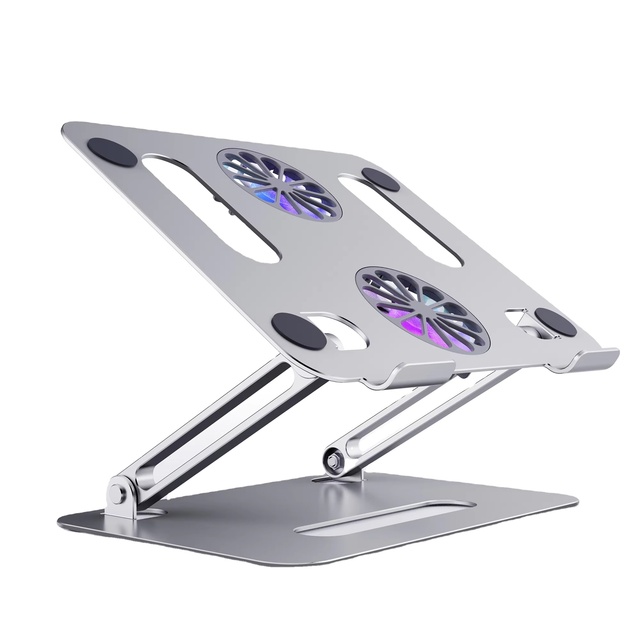 Adjustable Height Laptop Stand for Desk Laptop Cooling Stand with Fan Ergonimic Aluminum Laptop Cooling Pad up to 17" Notebook