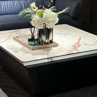 Table basse élégante en marbre de luxe léger, mobilier moderne pour salon, table centrale carrée pour bureau, vente en gros