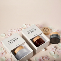 Pot cosmétique de luxe en verre dépoli de 50g, vide, pour lotion corporelle et gommage, avec logo gravé, couvercle en bambou, pots en verre mat de 30g et 100g avec boîte tiroir
