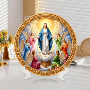 Medaglia Miracolosa in Resina con Immagine della Vergine Maria e Testo di Preghiera, Ornamento Religioso con Supporto, Perfetto per Casa e Chiesa - Product Image 3