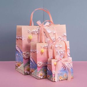 Bolsas de Regalo de Papel con Asas, Elegantes, con Diseño Floral Moderno, Impresión Offset con Logotipo Personalizado, con Flores 3D, para el Día de la Madre - Product Image 2