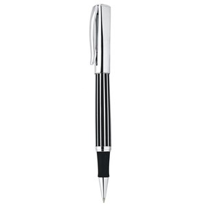 Penna Roller in Ottone Cromato con Design a Righe per Scrittura - Product Image 1
