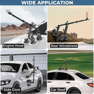 Perche à selfie extensible en alliage d'aluminium avec ventouse pour pare-brise de voiture et adaptateur pour caméra <span class=keywords><strong>GoPro</strong></span> Insta360 DJI Action - Product Image 2