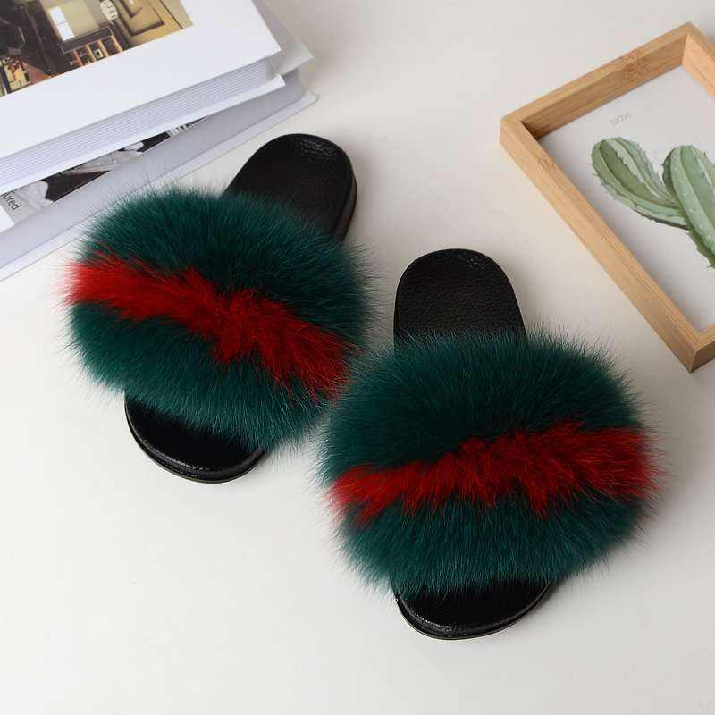 4 fox fur slides ladies