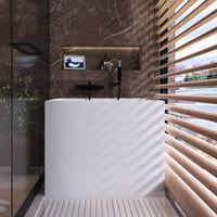 Baignoire autoportante en acrylique Gurgle, style japonais, mini-baignoire profonde avec siège pour petits appartements
