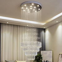 Lámpara colgante de bola LED para escaleras, iluminación de escalera larga y grande, cadena de cristal en espiral para hotel y hogar