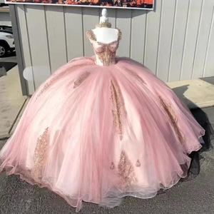Pink Tulle Ball Gown Sweetheart Neckline Empire Waist 3D Embroidery Evening Dress For 18 Year Old Adult Formal Wear - Product Image 2