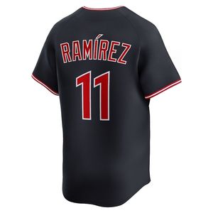 Maillot de baseball Cleveland Guardians unisexe blanc et bleu marine bicolore à manches courtes 100% polyester imprimé par transfert thermique # 11- # 24 joueurs - Product Image 2