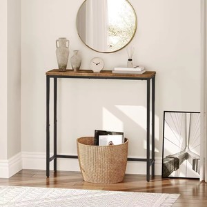 Petite table d'entrée Petite entrée avec cadre en acier <span class=keywords><strong>Console</strong></span> étroite marron et noir <span class=keywords><strong>rustique</strong></span> - Product Image 2