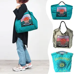 Custom Nylon Lightweight Ball Chain Fan Benefits Gift Bags Embroidered Shopping Bags Large Capacity ECO Shoulder Bag