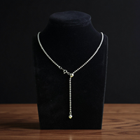 Nouveau Collier Chaîne pour Femme en Argent 925 Plaqué Or 18K, Longueur Réglable 2,1 mm, Perle Lune, Cadeau Romantique pour Mariage