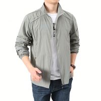 Neue Modische Schnelltrocknende Atmungsaktive Jacke für Herren, Lässiger Stehkragen-Mantel mit Taschen, Einfarbige Outdoor-Sportbekleidung