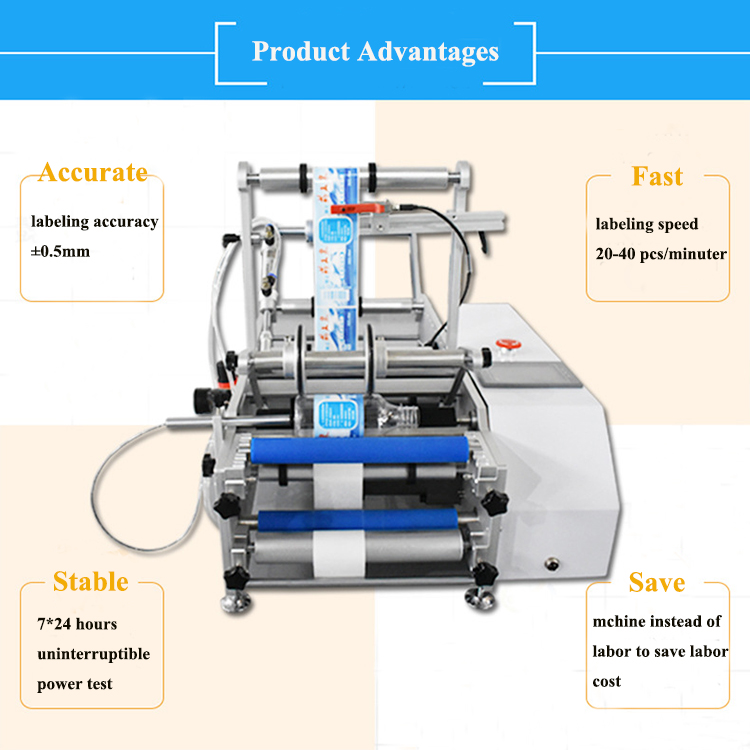 Kosmetische Nahrungsmittel-Juice Manual Bottle Labeler Semi-Selbstaufkleber-Rollen-Maschine in der kleinen Werkstatt 0