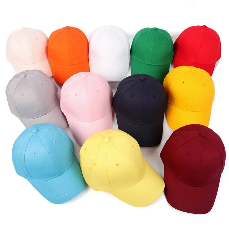 2024 niños moda algodón poliéster verano primavera Color sólido 6 paneles liso en blanco viaje al aire libre bebé gorra de béisbol sombrero