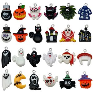 Breloques de pendentifs d'Halloween en résine, couleurs assorties, citrouille, fantôme, accessoires de bijoux DIY, formes irrégulières, décorations artistiques et artisanales - Product Image 5