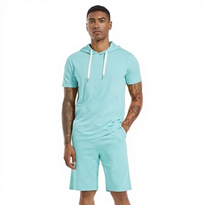Survêtement pour homme avec logo personnalisé, sweat à capuche et short, ensemble 2 pièces, sweat à capuche à manches courtes, services OEM, survêtement de haute qualité - Product Image 1