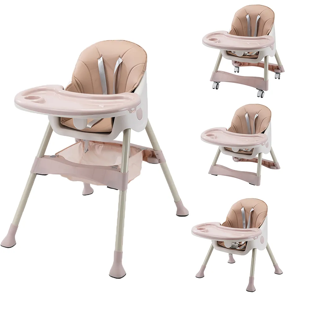 Chaise haute pliable populaire pour l'alimentation de bébé avec roues