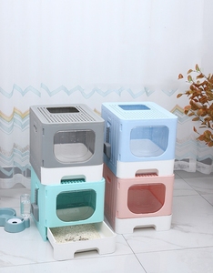 <span class=keywords><strong>Bac</strong></span> à litière pour chat anti-déversement, pliable, à deux portes, capacité 0,1L, entièrement fermé, <span class=keywords><strong>noir</strong></span> et blanc - Product Image 4