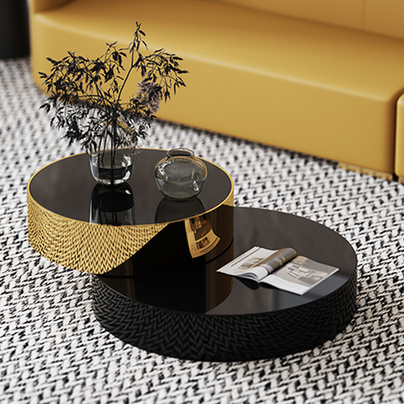 Tavolino Da Caffè Moderno In Marmo Nero - Forma Rotonda 25,4 Cm, Con Base In Feltro Per Proteggere Le Superfici - 5
