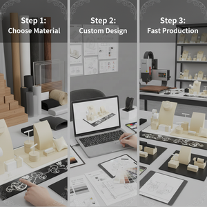 Expositor de Joyería de Lujo Beige, Construcción en MDF+Metal+PU, Mostrador Personalizable para Anillos, Aretes y Collares, RODEN/OEM - Product Image 5