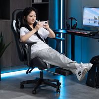 Chaise de jeu ergonomique pour ordinateur Chaise longue réglable confortable pour dortoir de café Internet avec fonction extensible