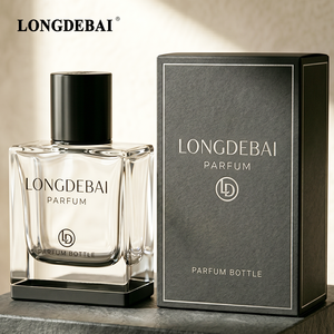 Thick flat Square Clear Glass Perfume Bottle 30Ml 50Ml 100Ml <b>Empty</b> perfume bottle with black cap - Product Image 2