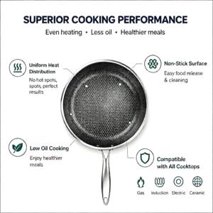 Poêle nid d'abeille professionnelle en acier inoxydable 410, 24-30 cm, pour cuisine, friture, steaks et sauteuses - Product Image 3