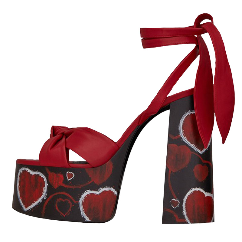 Новинка, модные сандалии на высоком каблуке и платформе с бантом, женские летние сандалии на квадратном массивном каблуке