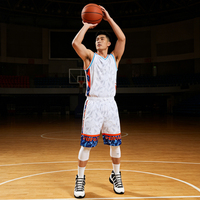 Setelan Kaos Basket Musim Panas Cetak Transfer Panas Kustomisasi Cepat Berkualitas Tinggi Baru, Bernapas dan Cepat Kering