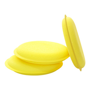 Éponge de nettoyage de voiture haute densité jaune 10,5 cm ronde pour polissage et cirage manuel pour le detailing automobile - Product Image 3
