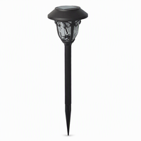 Lampe solaire de jardin noire en verre, acier inoxydable et plastique, LED SMD 10LM blanc chaud 3000K, pour allée extérieure, avec piquet et batterie 900mAh
