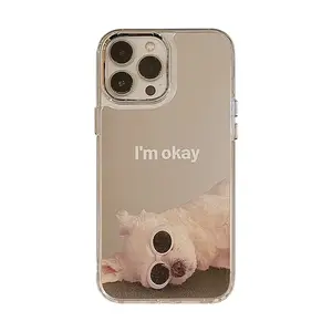 מצלמת מראה חדשה בצד OK Dog זכוכית פליפ טלפון נרתיק לסמסונג s21 s10 נרתיק מראה הפוך לסמסונג S11