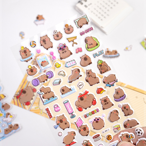 Autocollant gonflé SHANLE, motif animal de dessin animé Capybara, pour la vie quotidienne, en mousse amusante, bulle <span class=keywords><strong>Kawaii</strong></span>, décoration, cadeau pour enfants, doux et brillant - Product Image 2