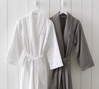Peignoir d'hôtel 100% coton, extérieur gaufré, intérieur éponge, doux et moelleux, unisexe, luxe, spa, hôtel, maison, broderie personnalisée du logo