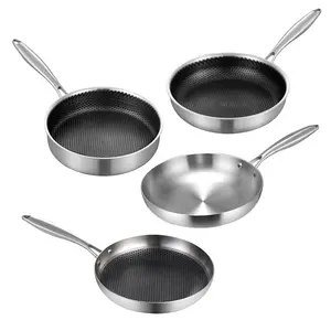 304/316 Stainless steel Multi Use Frying Pan 3Ply Frying Pan Honeycomb Pattern Non Stick Frying Pan Induction