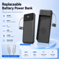 Batterie externe 10000mAh 22.5W à charge rapide, pack de batteries remplaçables 1260110, chargeur portable avec câbles intégrés, écran LED numérique
